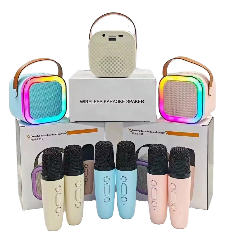 Karaoke Speaker Manufacturer - K12 Mini Portable with 2 Wireless Microphones for Family