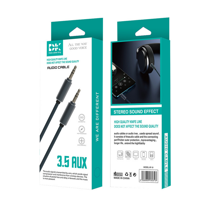 Aux Cable Manufacturer - 3.5mm Stereo Male-Male Foil Braid for Car Computer iPod