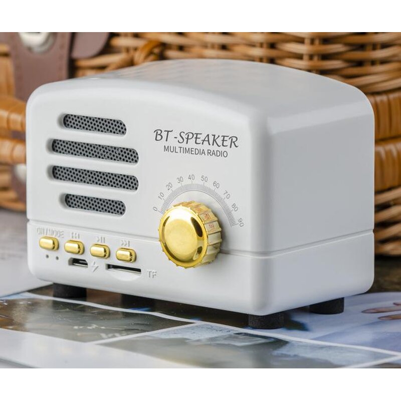 BT Speaker Manufacturer - Vintage Mini Retro with RGB LED Lighting AM FM Radio 3W