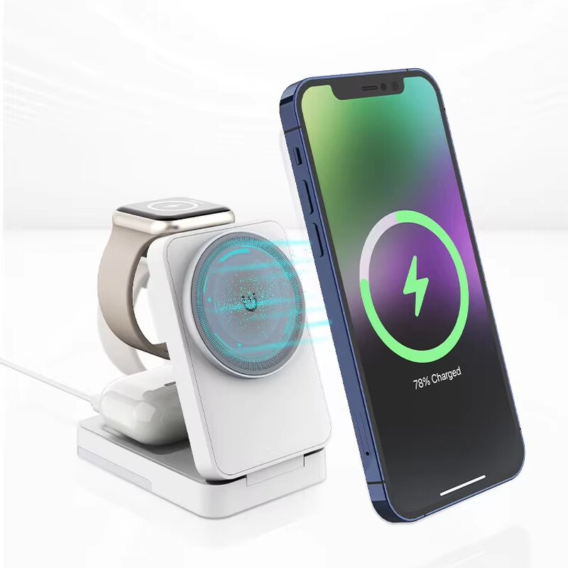 Wireless Charger Manufacturer - Magnetic Station 3 in 1 Folding Multi Functional OEM