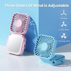 Portable Fan Manufacturer - Mini with Makeup Mirror Hanging Neck Square Foldable OEM
