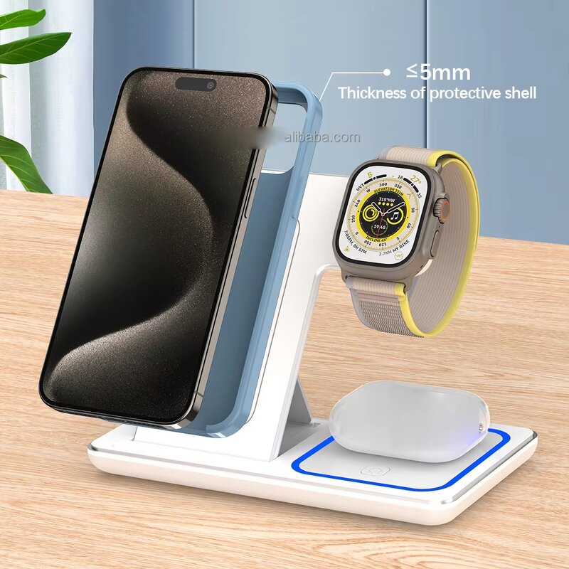 Wireless Charger Manufacturer - 3 in 1 Folding 15W Fast Stand Station for Phone Watch Earphone
