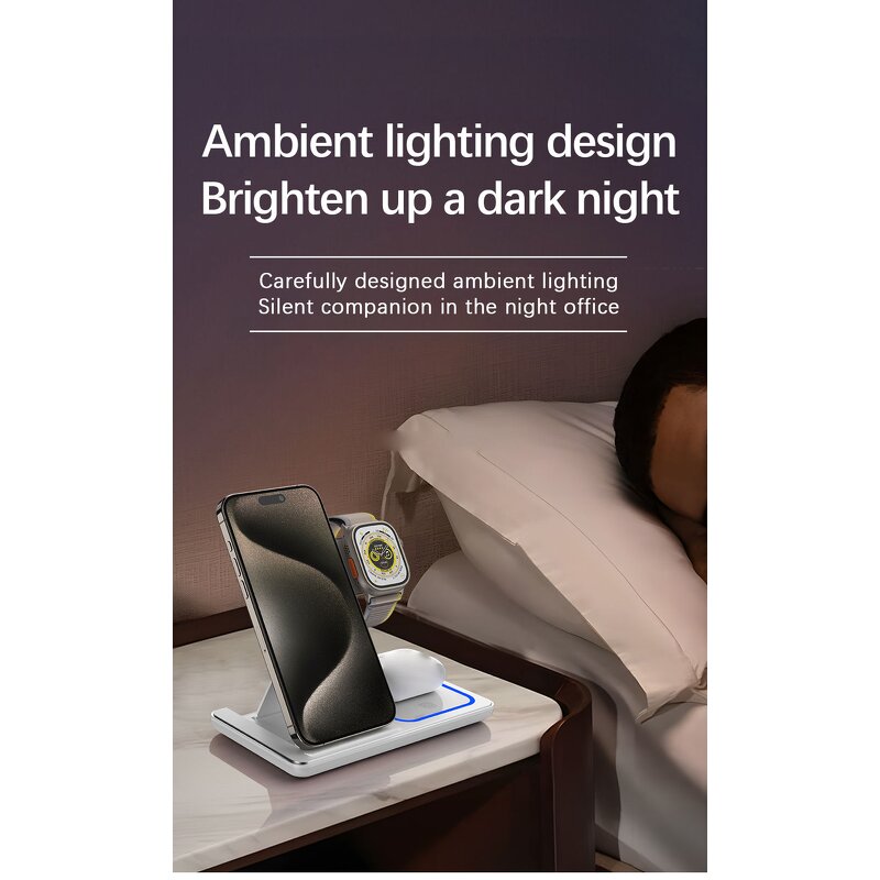 Wireless Charger Manufacturer - OEM Foldable 3 in 1 15W Fast for IPhone Samsung