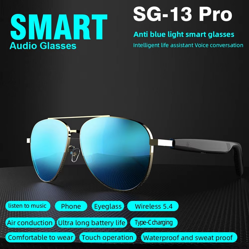 Smart Glasses Manufacturer - SG13 Pro BT 5.4 Multi-functional Anti UV Wireless Headphone