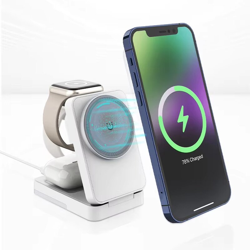 Wireless Charger Manufacturer - Multi Functional Stand Folding Desktop with LED Light