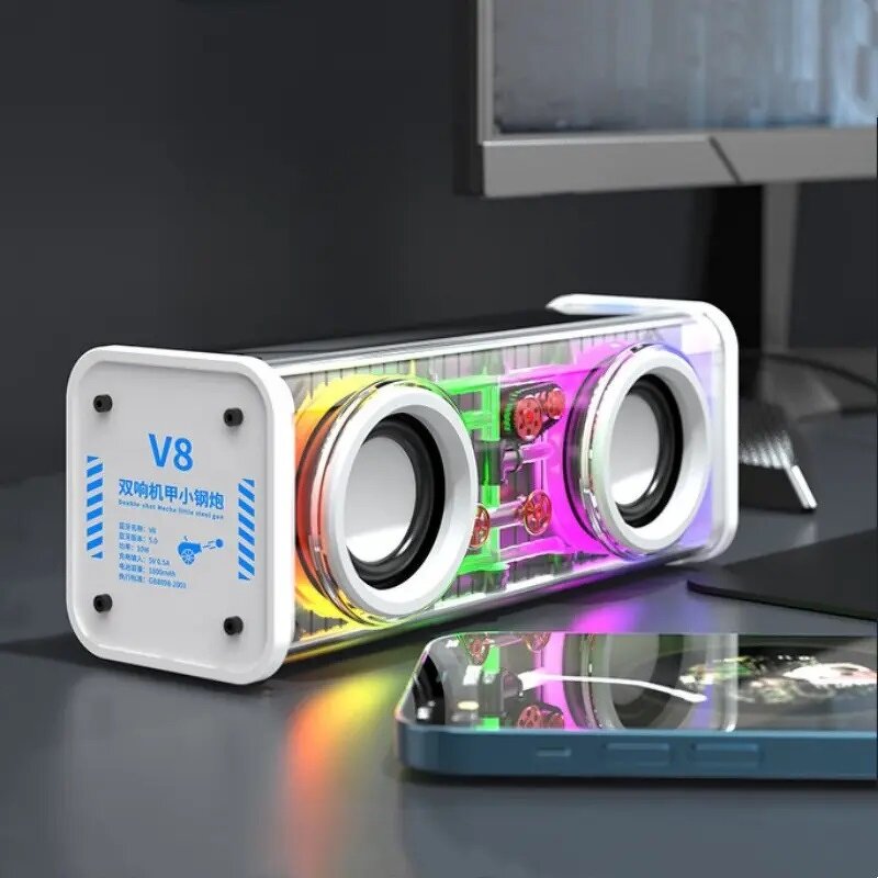 Wireless Speaker Manufacturer - V8 Transparent Dual-speaker RGB Light Outdoor Indoor