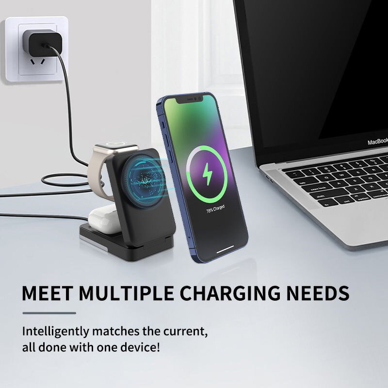 Wireless Charger Manufacturer - Magnetic Station 3 in 1 Folding Multi Functional OEM