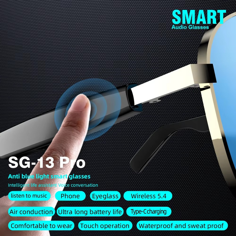 Smart Sunglasses Manufacturer - SG13 Pro Round Anti UV/blue Light Waterproof Touch Sports