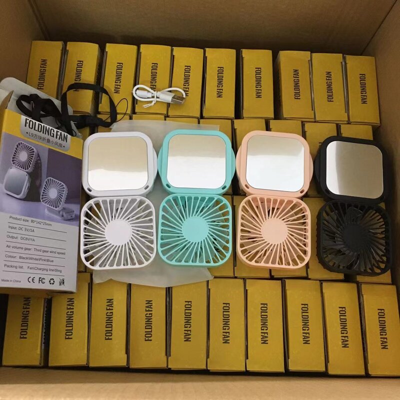 Portable Fan Manufacturer - Folding with Mirror Pocket with Lanyard Neck Hanging