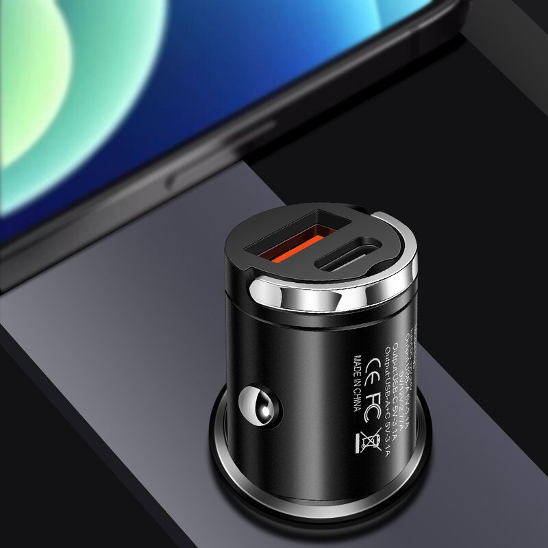 Car Charger Manufacturer - Dual USB Type C 30W Fast Metal Aluminum with Handle