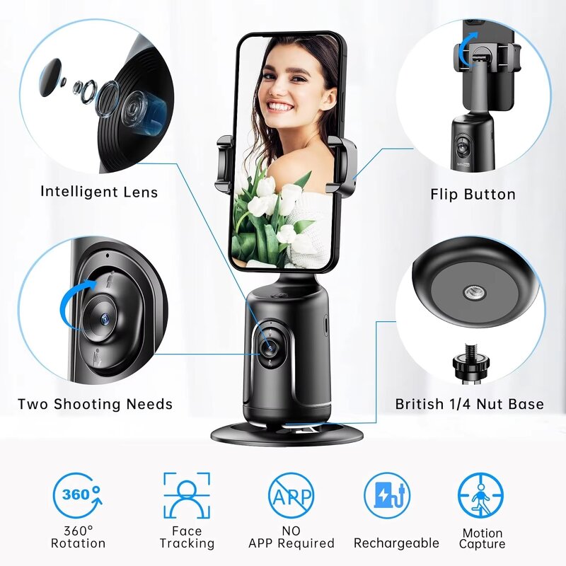 Phone Holder Gimbal Manufacturer - P01 360 Degree Rotate AI Auto Face Tracking