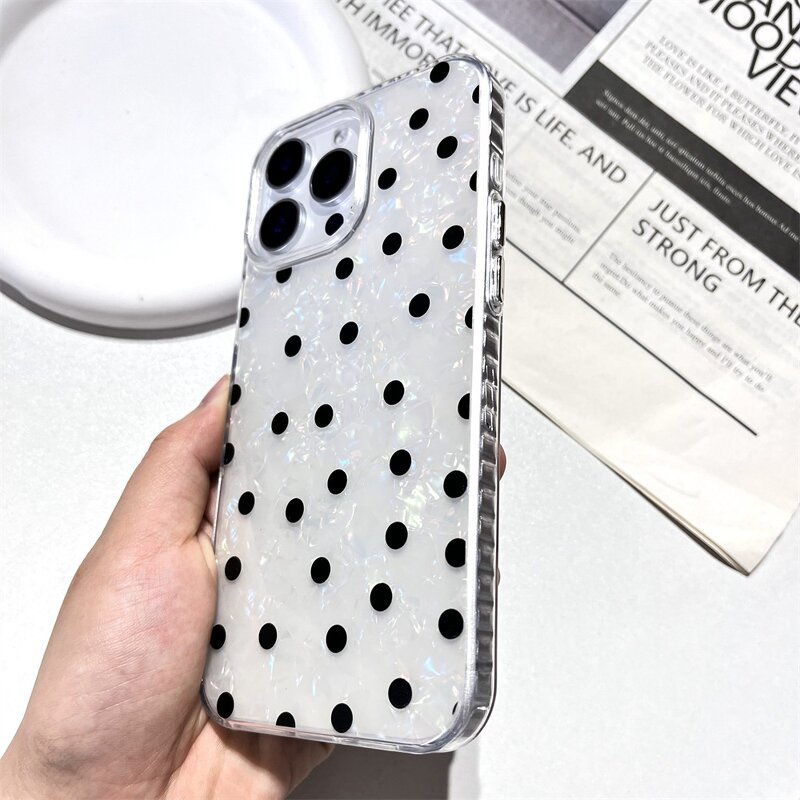 Phone Case Manufacturer - Fashion Black Polka Dot Pattern for iPhone 17 16 15 14