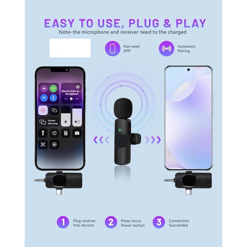 Lavalier Microphone Manufacturer - 3 in 1 Mini Wireless Noise Reduction for Live Stream