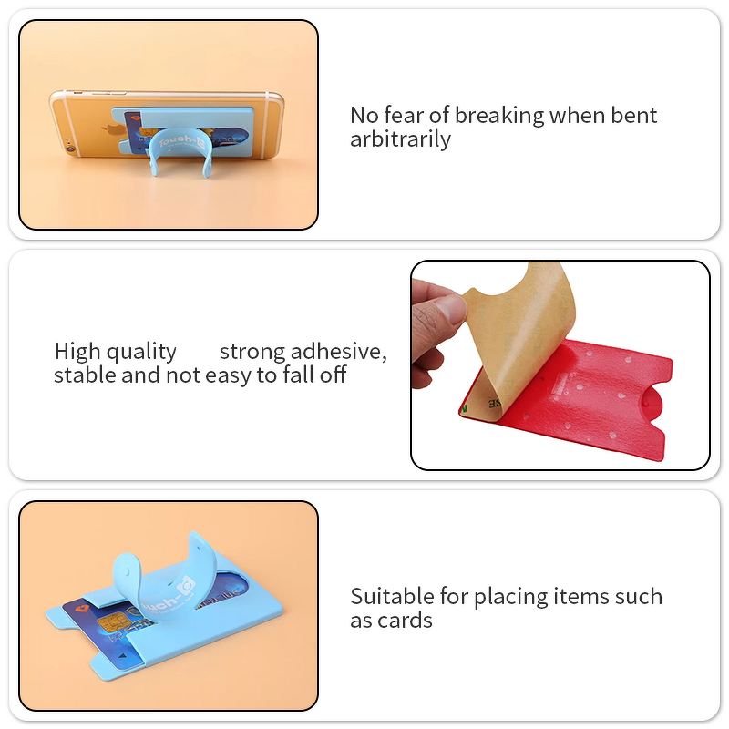 Phone Holder Manufacturer - OEM Logo Silicone Folding with Back Adhesive for Car