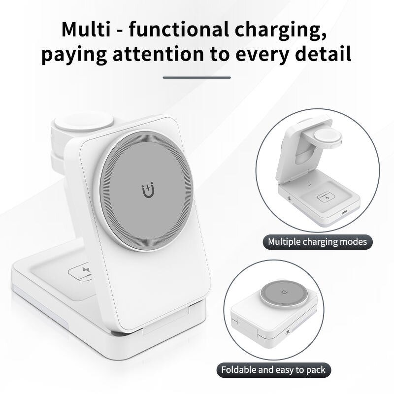 Wireless Charger Manufacturer - 3 in 1 Folding 15W for Phone Smart Watch Earphone