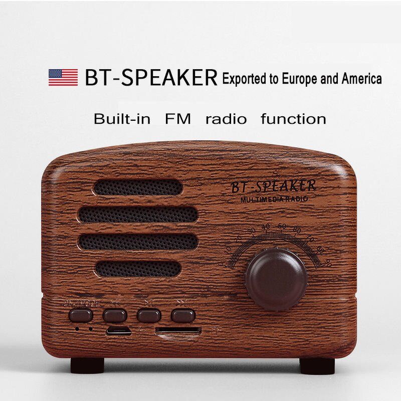 BT Speaker Manufacturer - Vintage Mini Retro with RGB LED Lighting AM FM Radio 3W