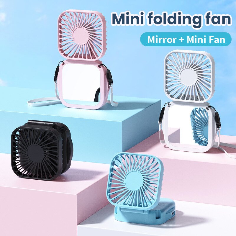 Handheld Fan Manufacturer - Three Speed with Mirror for Make up Hanging with Lanyard