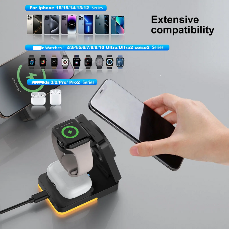 Wireless Charger Manufacturer - 3 in 1 Folding 15W for Phone Smart Watch Earphone