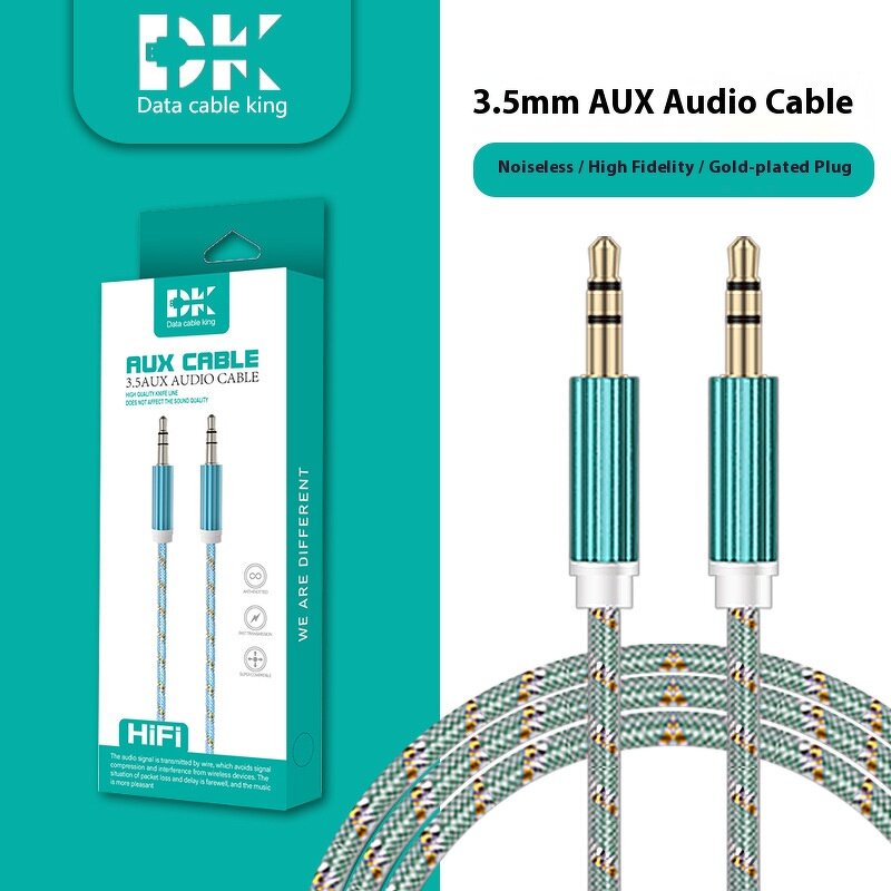 Aux Cable Manufacturer - Nylon Braided 1m 3.5mm Hi-Fi Male to Male with Retail Box