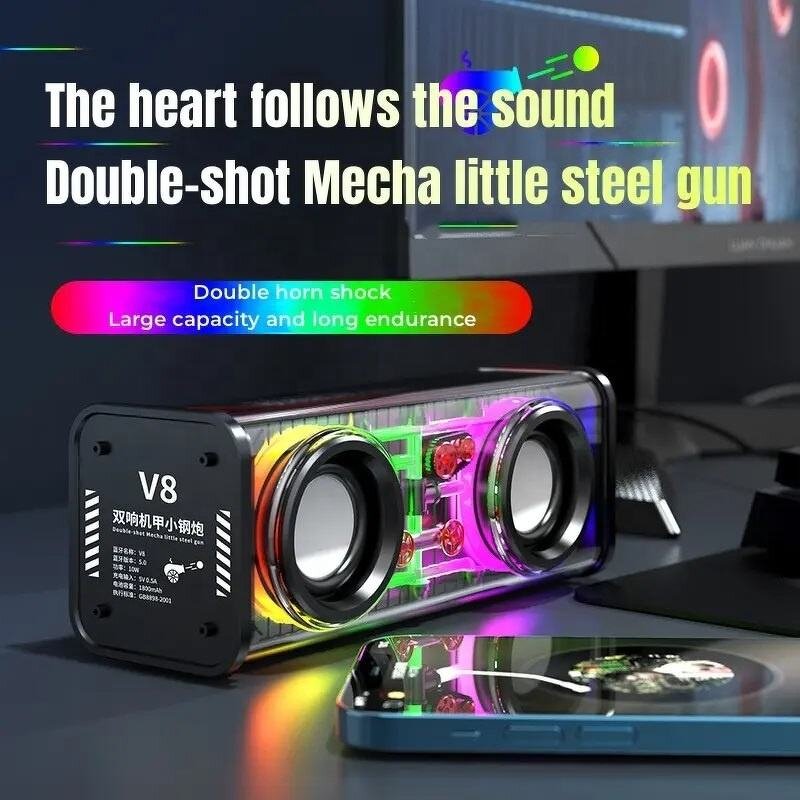 Wireless Speaker Manufacturer - V8 Transparent Dual-speaker RGB Light Outdoor Indoor