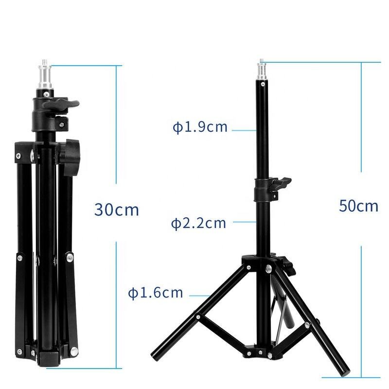 Tripod Stand Manufacturer - 50cm Telescopic with 1/4 Screw & Universal Ring Selfie Light