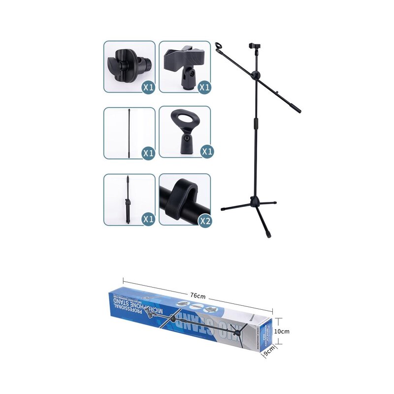 Microphone Stand Manufacturer - Adjustable Height 1.5m Dual Rod Black Floor Tripod