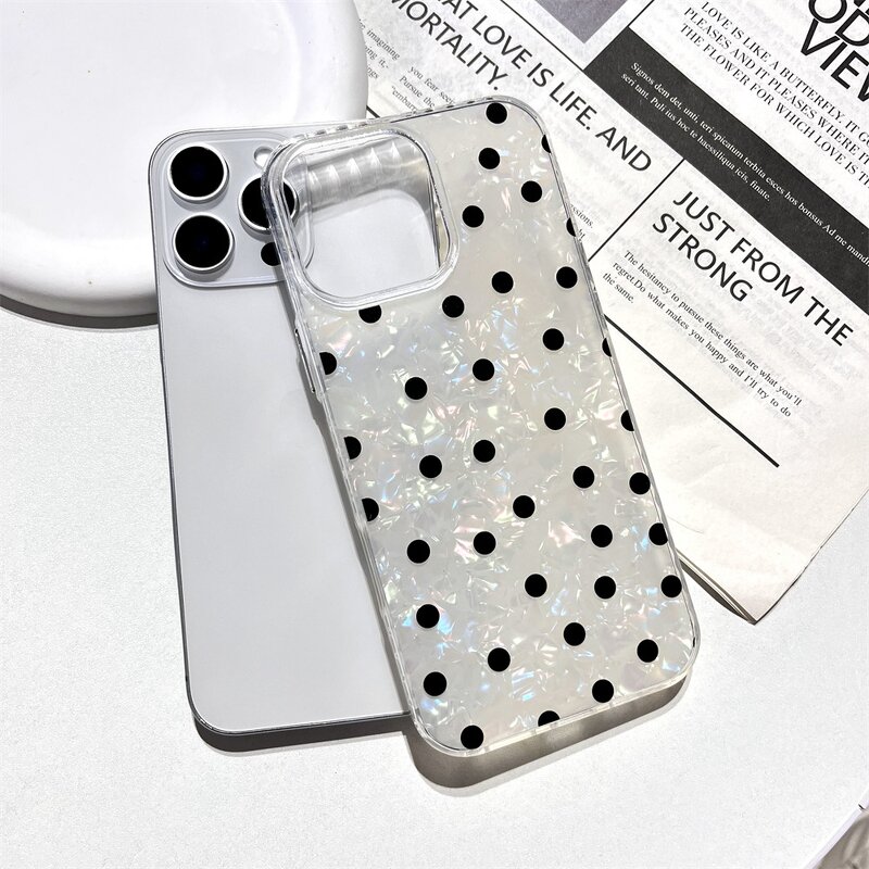Phone Case Manufacturer - Fashion Black Polka Dot Pattern for iPhone 17 16 15 14