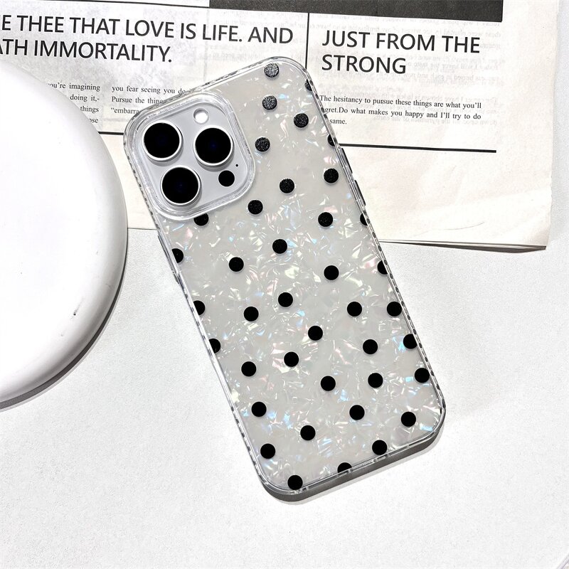 Phone Case Manufacturer - Fashion Black Polka Dot Pattern for iPhone 17 16 15 14
