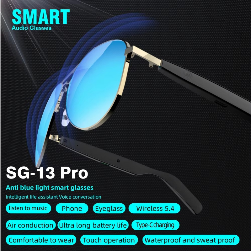 Smart Glasses Manufacturer - BT 5.4 Touch Anti Blue Light Headphone With Mic for Riding