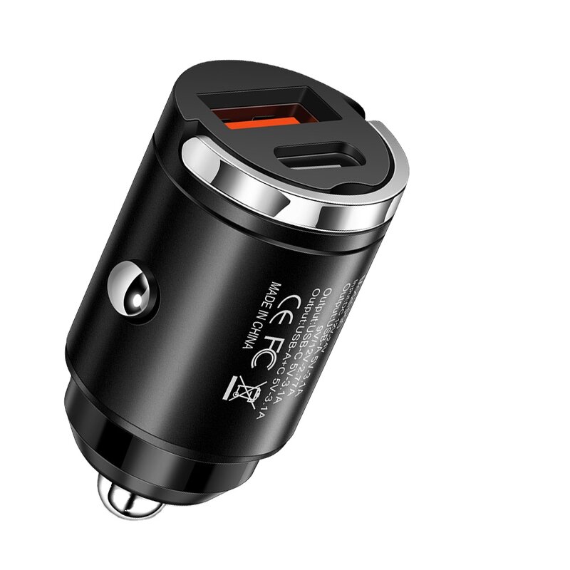 Car Charger Manufacturer - Dual USB Type C 30W Fast Metal Aluminum with Handle