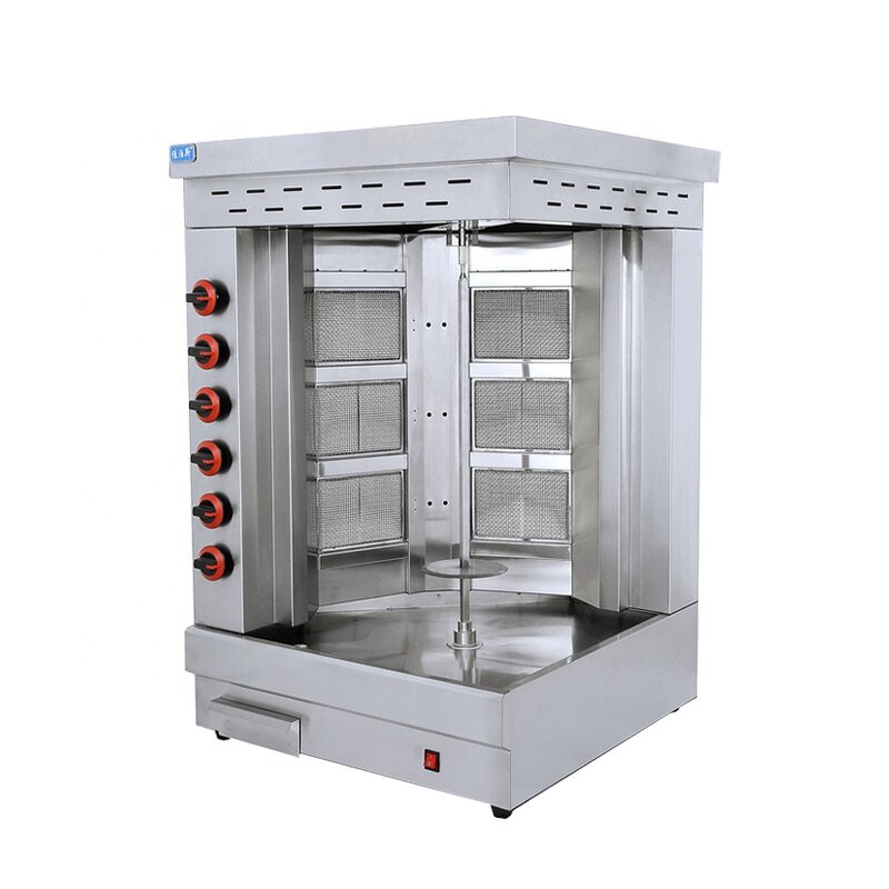 Shawarma Grill Machine - Manufacturer - Gas 6-burner Tabletop Commercial Automatic Kebab