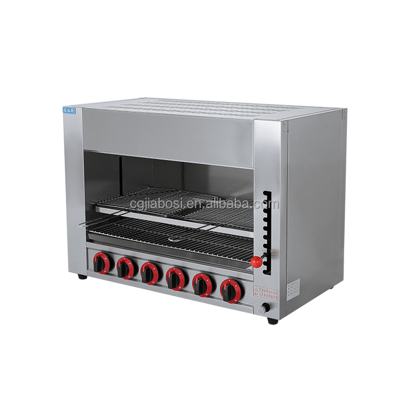 Gas Salamander Grill - Manufacturer - 6 Burners LPG Infrared Over Fire Lift Fish