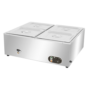 Bain Marie Food Warmer - Manufacturer - 4-Pan Electric with Temperature Control & Lid