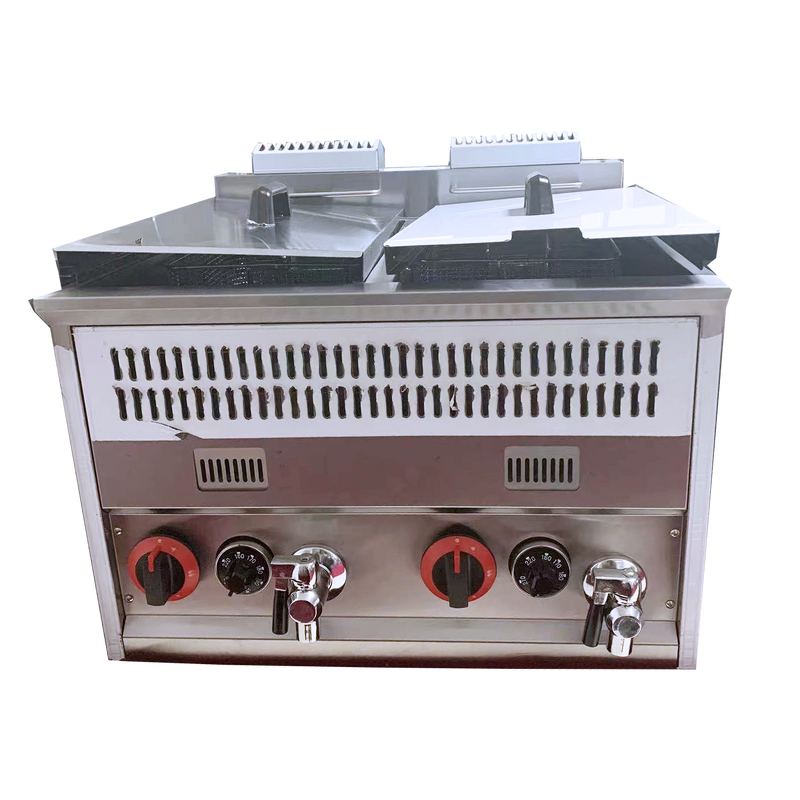 Gas Deep Fryer - Manufacturer - Commercial Stainless Steel Double Tanks Temp-Control