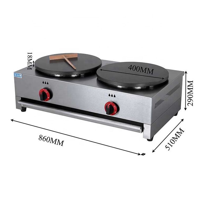 Crepe Maker Machine - Manufacturer - 2-Plate Gas Professional Industrial Non Stick