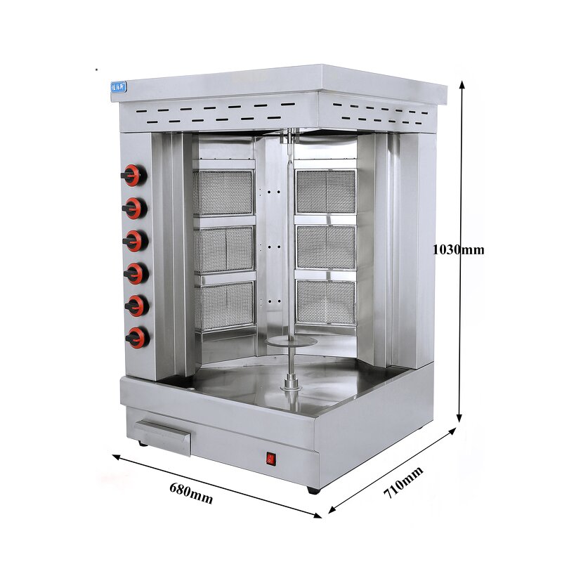 Shawarma Grill Machine - Manufacturer - Gas 6-burner Tabletop Commercial Automatic Kebab