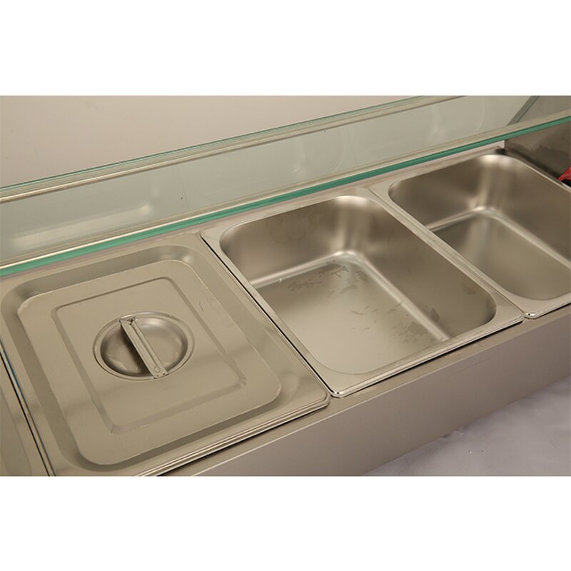 Bain Marie Food Warmer - Manufacturer - 3 Pan Tempered Glass Shield Steam Table