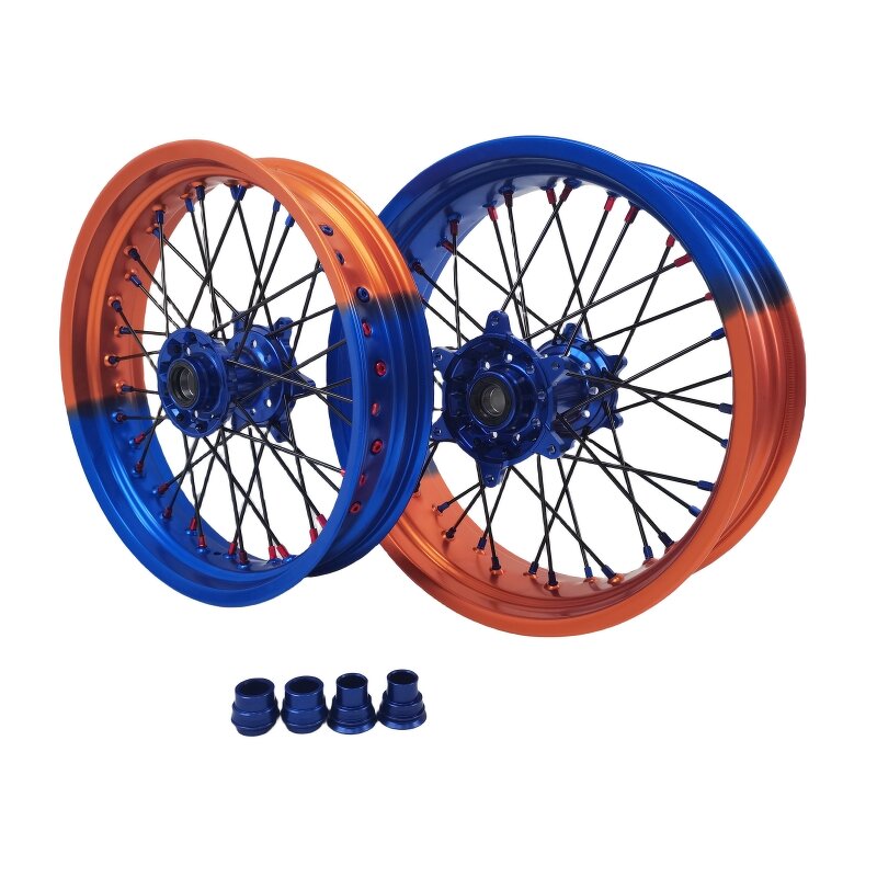 Supermoto Wheels Set - Manufacturer - 17 Inch Bi-Color Orange Blue KTM EXC SXF