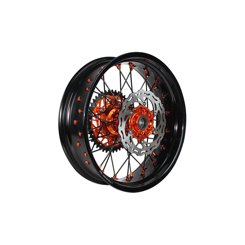 Supermoto Wheels Set - Manufacturer - 17 Inch Black Rims Purple Hubs KTM EXC SXF
