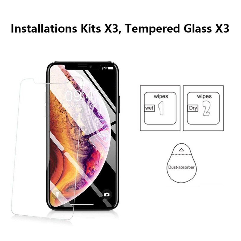 iPhone Tempered Glass - Manufacturer - 3 Pack 9H Anti Fingerprint 13 12 Screen