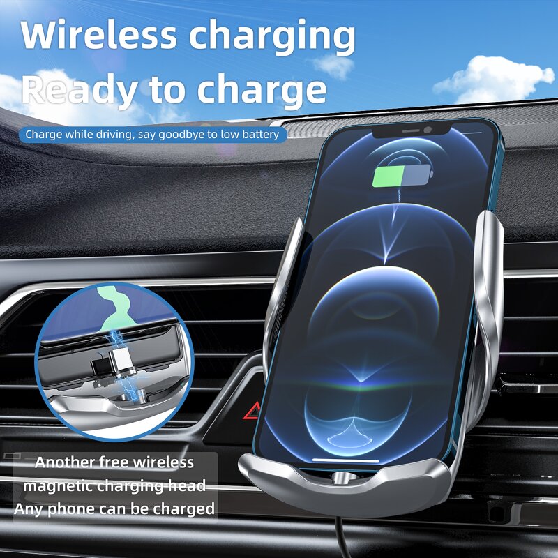Wireless Car Charger - Manufacturer - C1 C12 Metal Auto Clamping 15W Fast Charging