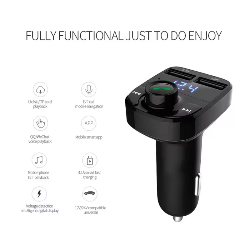 FM Transmitter Car Kit - Manufacturer - BT5.0 Dual USB Charger Handsfree Player X88