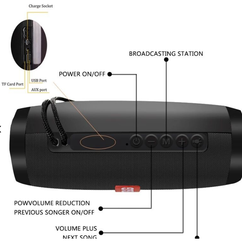 TG157 Portable Speaker - Manufacturer - Outdoor Super Bass 1200mAh FM Radio