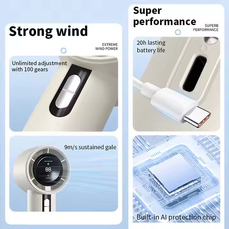 USB Handheld Fan - Manufacturer - Small Mini Electric High Speed Turbo Rechargeable