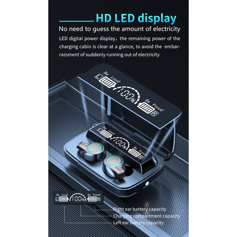M18 TWS Earphone - Manufacturer - Touch Control 9D HIFI Waterproof LED Display