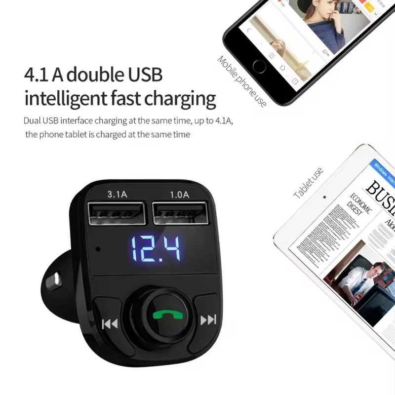 FM Transmitter Car Kit - Manufacturer - BT5.0 Dual USB Charger Handsfree Player X88