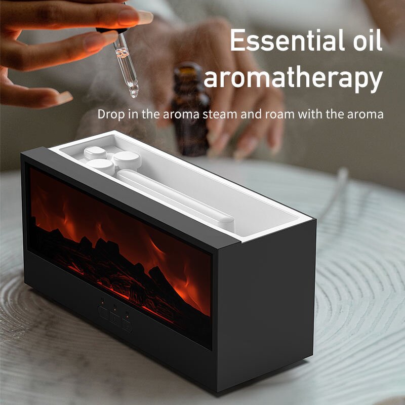 Ultrasonic Humidifier - Manufacturer - 280ml Fireplace Aroma Diffuser Remote Auto Off