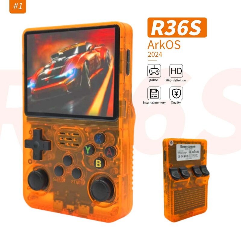 R36S Retro Game Console - Manufacturer - 3.5 Inch IPS Screen 64GB Mini Video Player