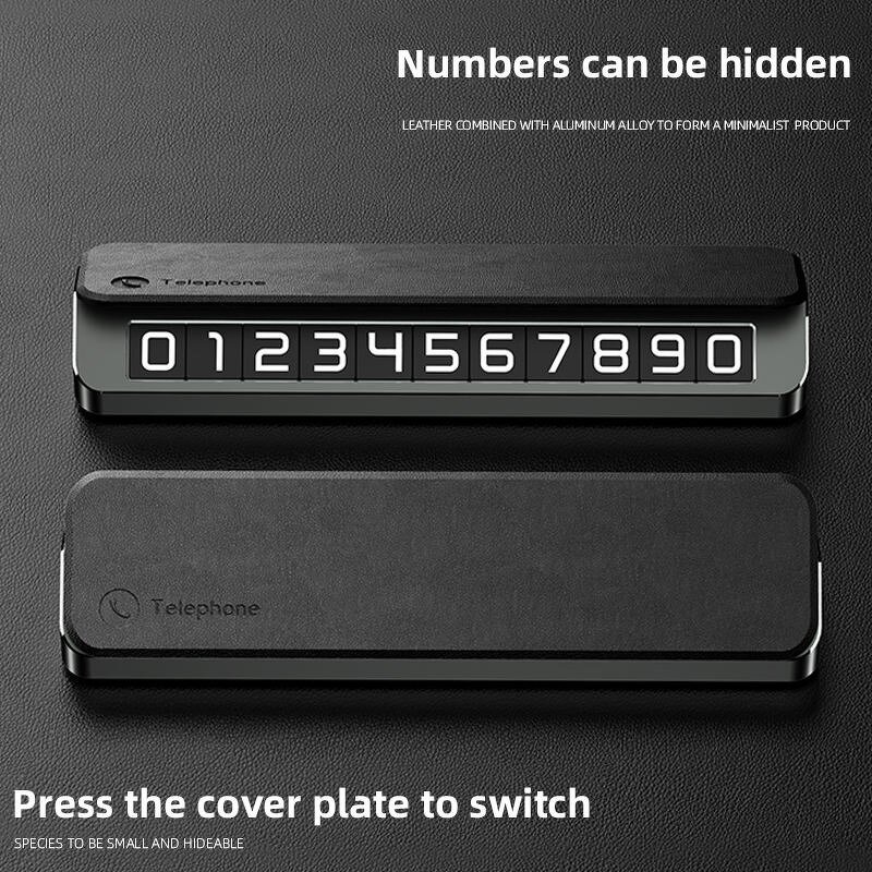 Parking Plate Manufacturer - Premium Luxury Leather and Alloy Car Temporary with Privacy Protection Mobile Number Display