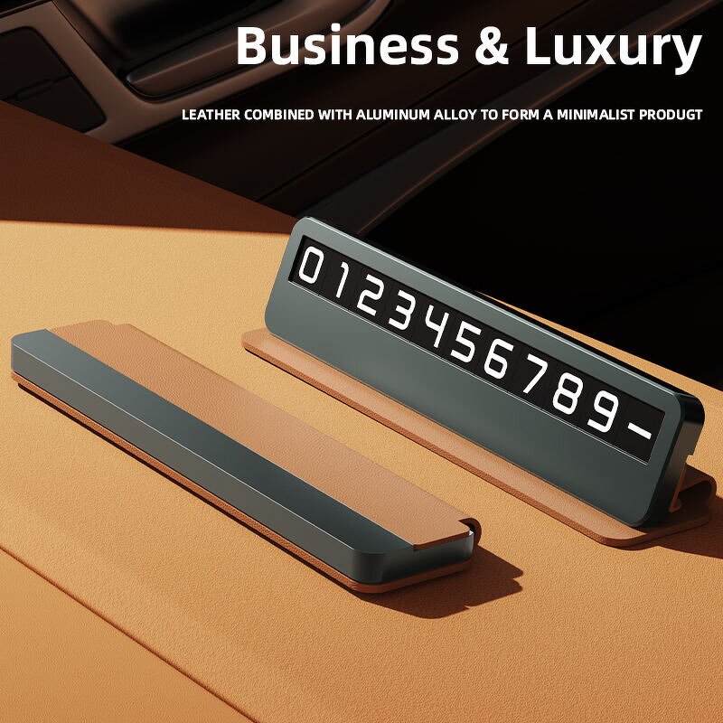 Parking Plate Manufacturer - Premium Luxury Leather & Alloy Car Temporary Privacy Protected Mobile Number Display